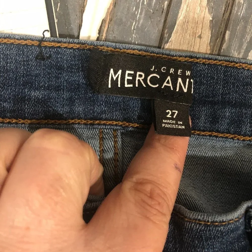 J. Crew Mercantile Skinny Jeans Distressed Denim Cotton Blend Women's 27